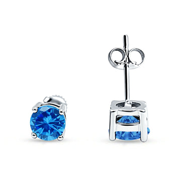 Solitaire Stud Earring Blue Topaz CZ 925 Sterling Silver Wholesale